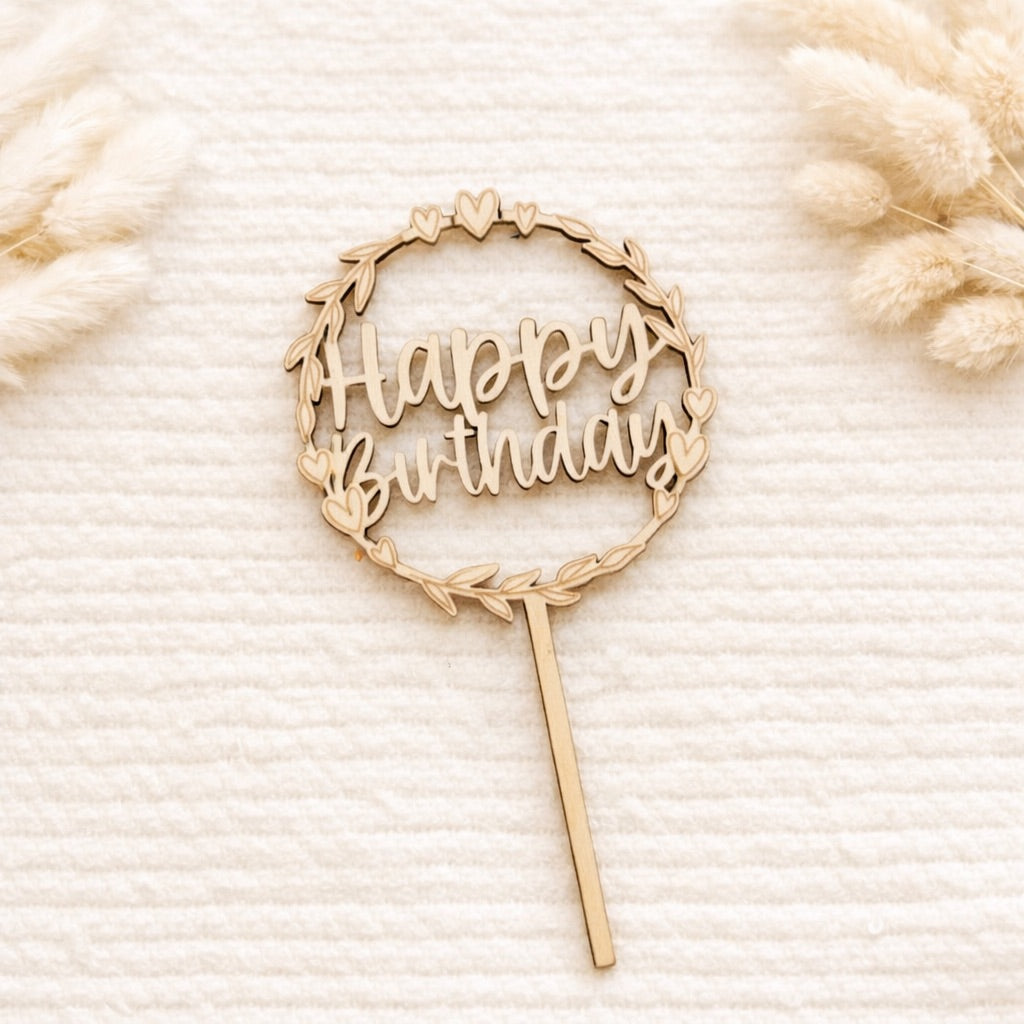 Caketopper "Happy Birthday Kranz"