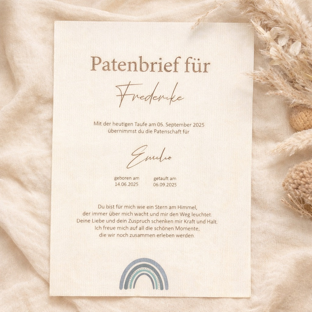 Patenbrief - Regenbogen "Patentante/Patenonkel"