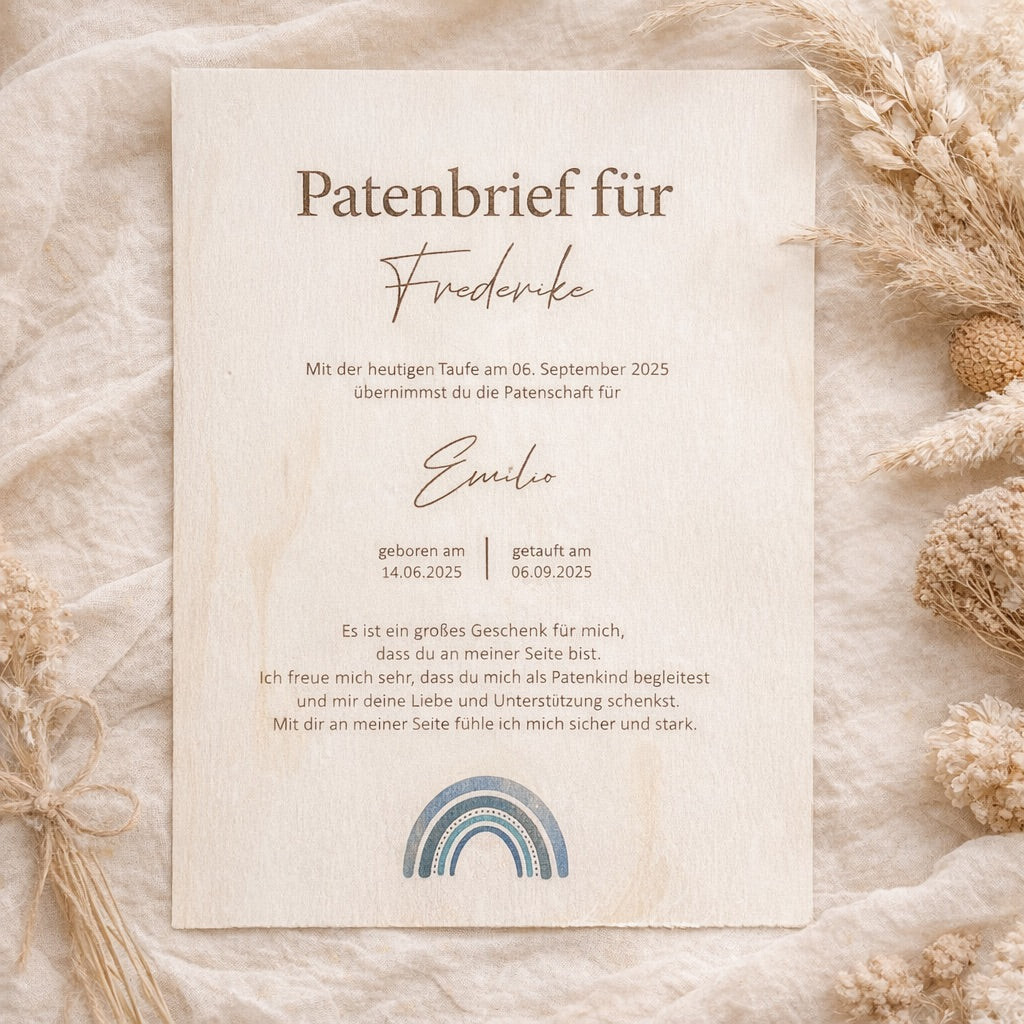 Patenbrief - Regenbogen "Patentante/Patenonkel"