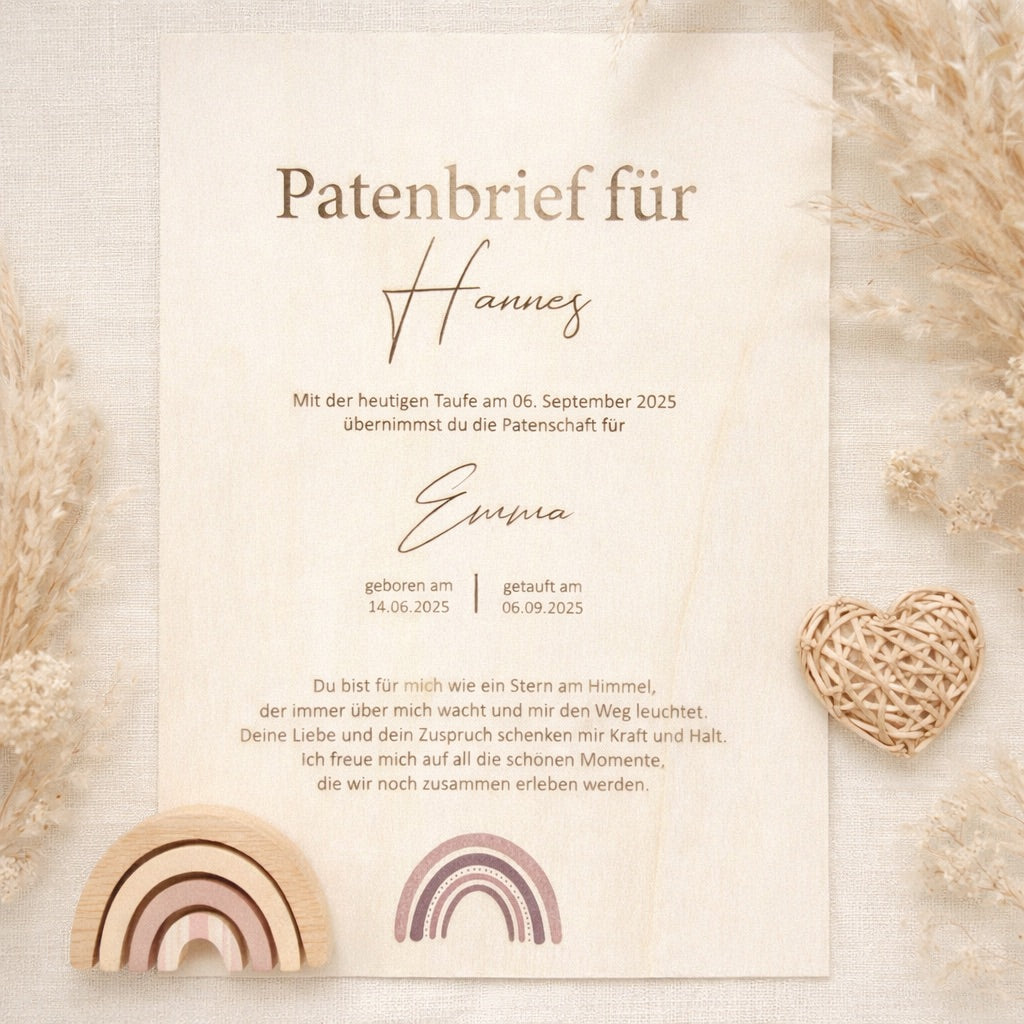 Patenbrief - Regenbogen "Patentante/Patenonkel"