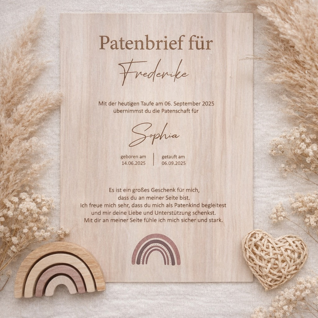 Patenbrief - Regenbogen "Patentante/Patenonkel"